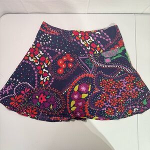 Lilly Pulitzer Printed Mini Skirt Size 2 Navy Floral Cotton Skirt